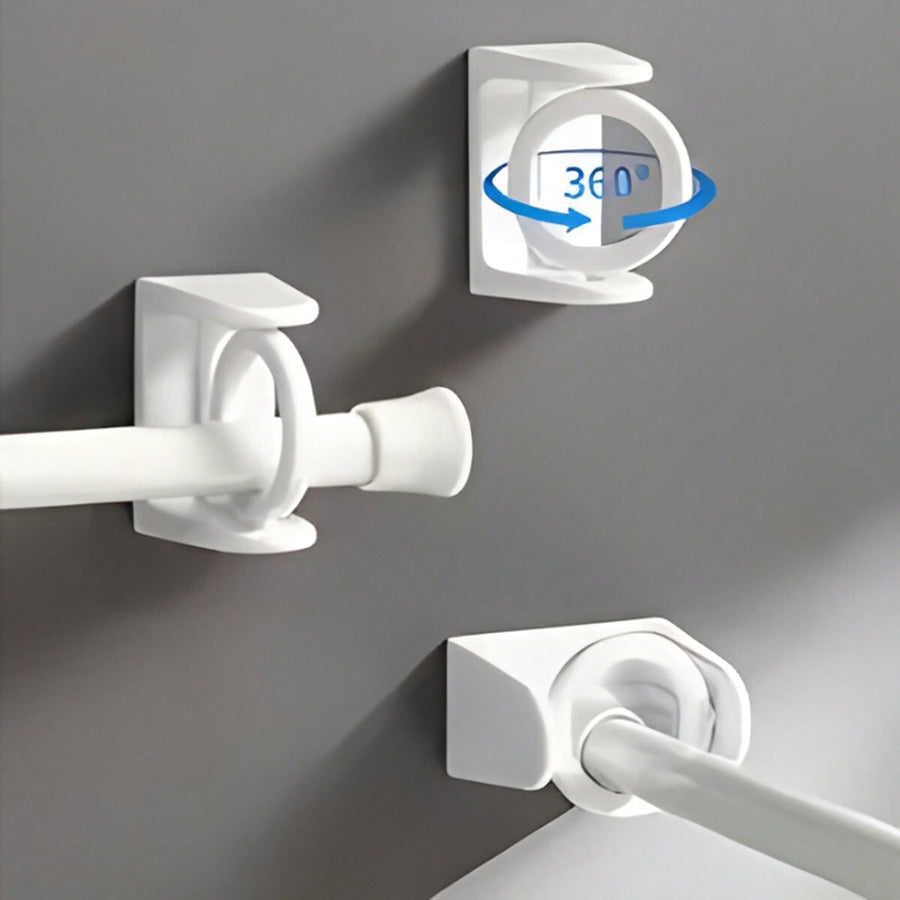 4pcs Twist & Lock Window Curtain Rod With Angled Ends For Kitchen, Door, Cloth, Towel Hanging Hooks For Screw Free Drilling, Silver Tone No-Drill